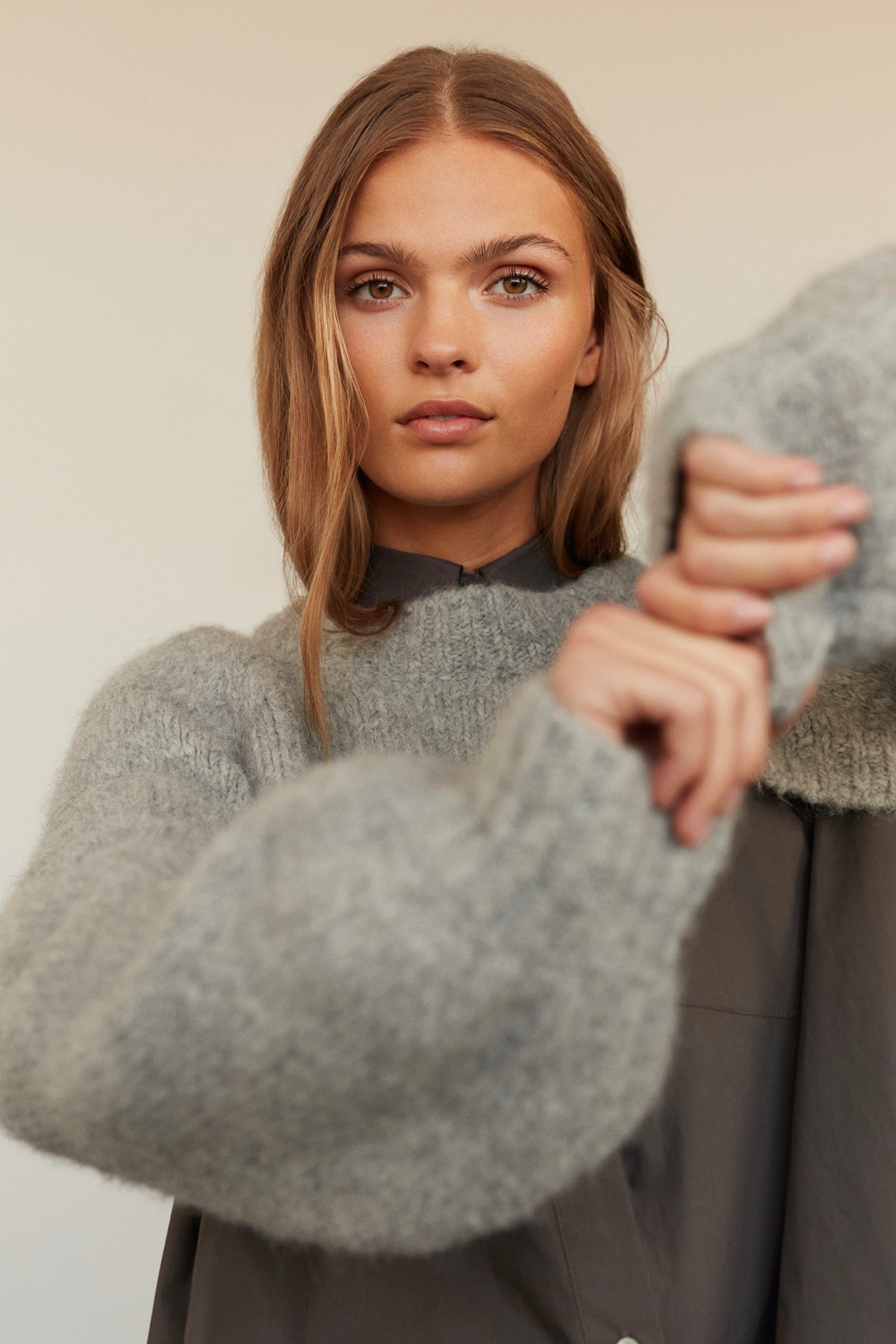 Cropped Sweater | Grey Mel