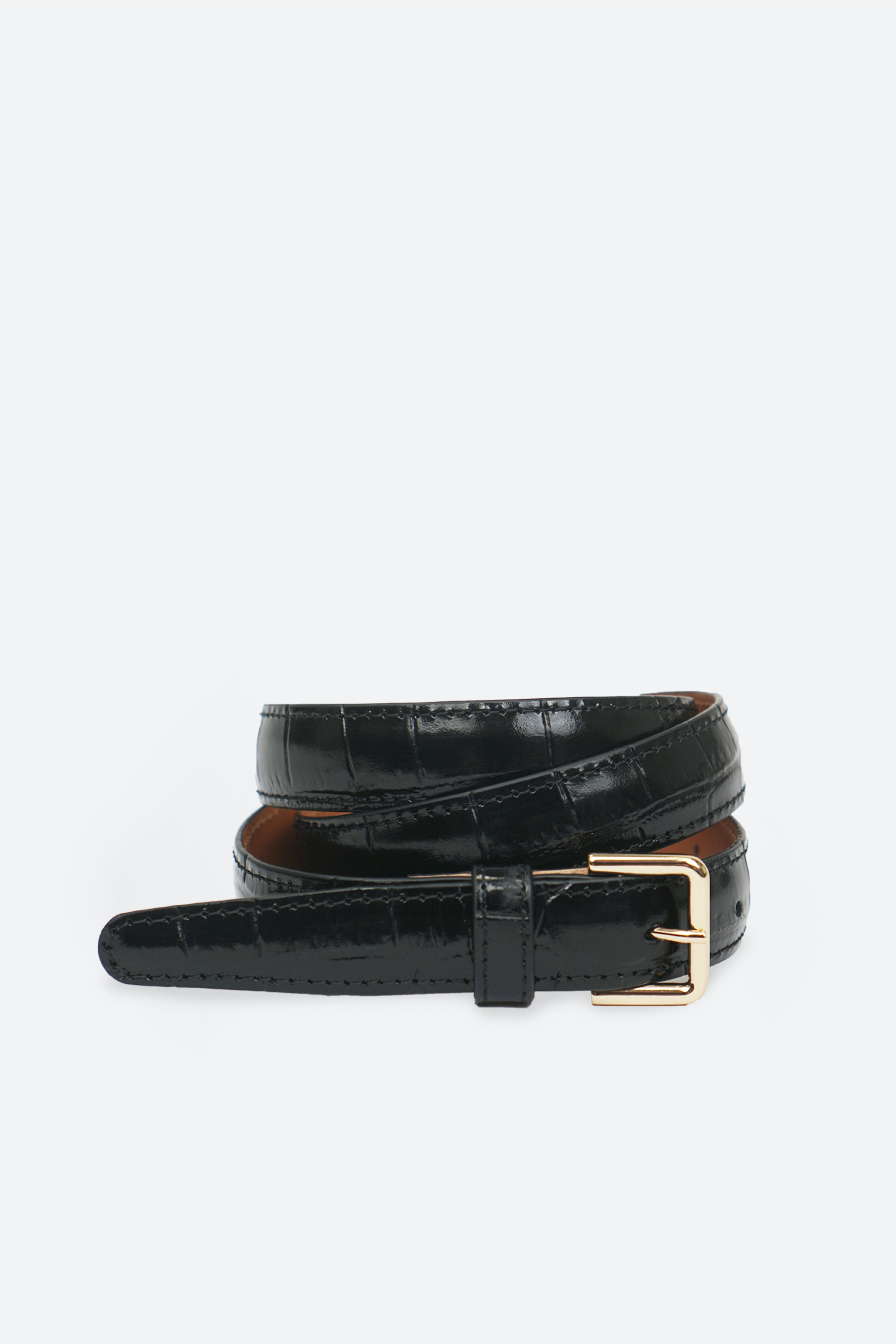 Barbara Belt | Black Croco Leather – Bon Temps
