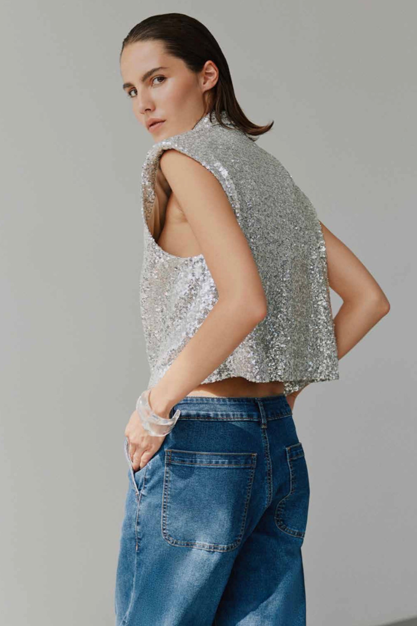 Gilet à paillettes | Argent