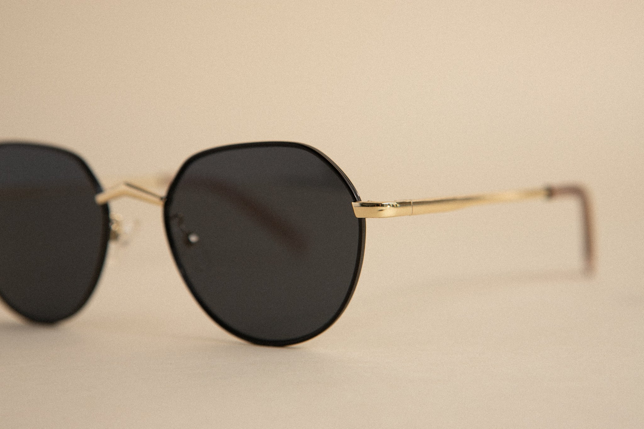 Bon Temps_Round Metal-Frame Sunglasses | Black + Gold-Tone